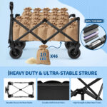 Heavy Duty Collapsible Utility Wagon for Outdoor Use, 8 Inch All Terrain Wheels, Folding Camping Cart with 600D Oxford Fabric, Water Resistant, Compact Storage for Garden, Beach, Sports, Camping - Image 4