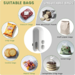 Household Portable Rechargeable Vacuum Sealer 2 in 1 Mini Snack Heat Sealer Snack Plastic Bag White Vacuum Household Daily Storage Bag - Image 3