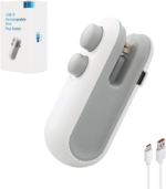 Household Portable Rechargeable Vacuum Sealer 2 in 1 Mini Snack Heat Sealer Snack Plastic Bag White Vacuum Household Daily Storage Bag