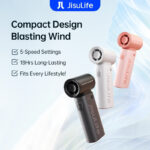 JisuLife Mini Fan 9 5000 mAh 5 Speeds Strong Wind Cooling Handheld Fan USB Handheld Portable Jet Fan
